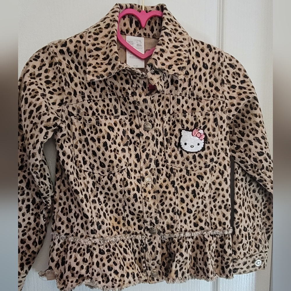 Leopard Print Jacket with Hello Kitty Sequin Patch